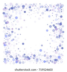 Snow flakes falling concept winter vector background border illustration. Falling snow vector confetti frame, Christmas or New Year background. Rich, Shiny Blue abstract snowflakes holiday decoration.