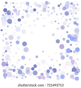 Snow flakes falling concept winter vector background border illustration. Falling snow vector confetti frame, Christmas or New Year background. Rich, Shiny Blue abstract snowflakes holiday decoration.