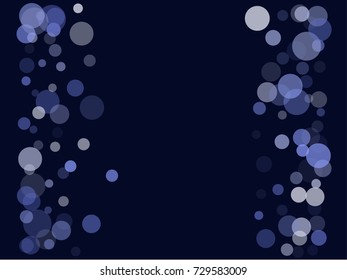 Snow flakes falling concept winter vector background border illustration. Falling snow vector confetti frame, Christmas or New Year background. Rich, Shiny Blue abstract snowflakes holiday decoration.