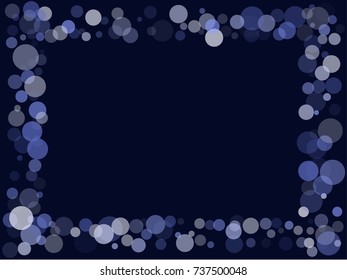 Snow flakes falling concept winter vector background border illustration. Falling snow vector confetti frame, Christmas or New Year background. Rich, Shiny Blue abstract snowflakes holiday decoration.