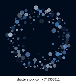 Snow flakes falling concept winter vector background border illustration. Falling snow vector confetti frame, Christmas or New Year background. Rich, Shiny Blue abstract snowflakes holiday decoration.