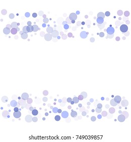 Snow flakes falling concept winter vector background border illustration. Falling snow vector confetti frame, Christmas or New Year background. Rich, Shiny Blue abstract snowflakes holiday decoration.