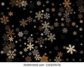 Snow flakes falling macro vector design, christmas snowflakes confetti falling scatter banner. Winter xmas snow background. Windy flakes falling and flying winter simple vector background.