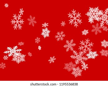 Snow flakes falling macro vector graphics, christmas snowflakes confetti falling scatter banner. Winter xmas snow background. Airy flakes falling and flying winter cold weather vector.