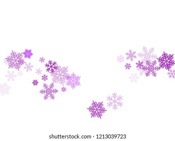 Snow flakes falling macro vector illustration, christmas snowflakes confetti falling scatter banner. Winter xmas snow background. Windy flakes falling and flying winter trendy vector background.