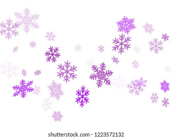 Snow flakes falling macro vector illustration, christmas snowflakes confetti falling scatter banner. Winter snow shapes decor. Motion flakes falling and flying winter cold weather vector.