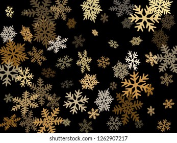 Snow flakes falling macro vector design, christmas snowflakes confetti falling scatter banner. Winter snow shapes decor. Airy flakes falling and flying winter simple vector background.