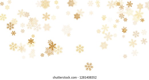 Snow flakes falling macro vector design, christmas snowflakes confetti falling scatter backdrop. Winter snow shapes decor. Airy flakes falling and flying winter cold weather vector.