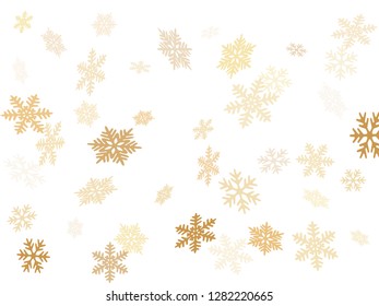 Snow flakes falling macro vector illustration, christmas snowflakes confetti falling scatter card. Winter xmas snow background. Airy flakes falling and flying winter cool vector background.