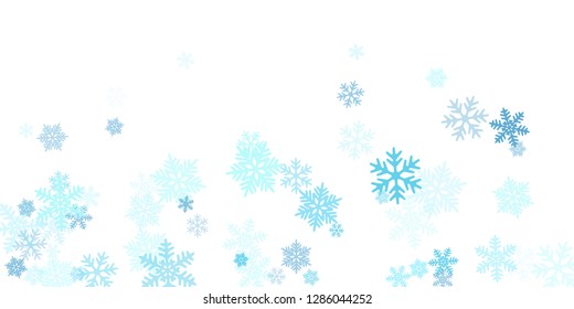 Snow flakes falling macro vector graphics, christmas snowflakes confetti falling scatter card. Winter xmas snow background. Motion flakes falling and flying winter trendy vector background