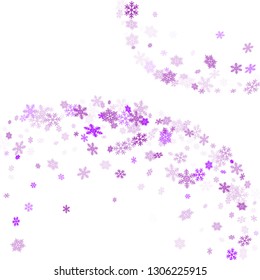 Snow flakes falling macro vector graphics, christmas snowflakes confetti falling scatter backdrop. Winter snow shapes decor. Windy flakes falling and flying winter trendy vector background.