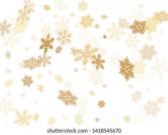 Snow flakes falling macro vector design, christmas snowflakes confetti falling chaotic scatter card. Winter snow shapes decor. Windy flakes falling and flying winter cold weather vector.