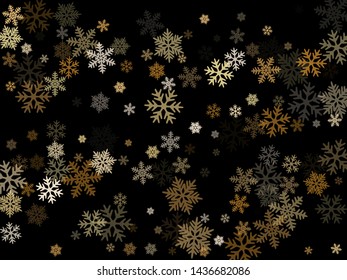 Snow flakes falling macro vector graphics, christmas snowflakes confetti falling scatter backdrop. Winter snow shapes decor. Motion flakes falling and flying winter simple vector background