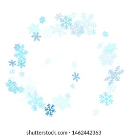 Snow flakes falling macro vector design, christmas snowflakes confetti falling scatter banner. Winter snow shapes decor. Windy flakes falling and flying winter seasonal weather vector.