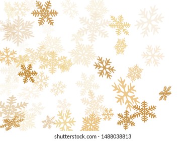 Snow flakes falling macro vector design, christmas snowflakes confetti falling scatter banner. Winter snow shapes decor. Windy flakes falling and flying winter cold season vector.