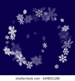 Snow flakes falling macro vector graphics, christmas snowflakes confetti falling scatter banner. Winter snow shapes decor. Windy flakes falling and flying winter simple vector background.