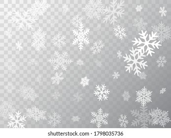 Snow flakes falling macro vector design, christmas snowflakes confetti falling scatter banner. Winter snow shapes decor. Motion flakes falling and flying winter trendy vector background