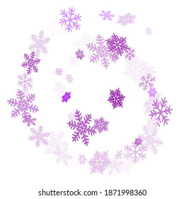 Snow flakes falling macro vector design, christmas snowflakes confetti falling scatter backdrop. Winter snow shapes decor. Airy flakes falling and flying winter trendy vector background.