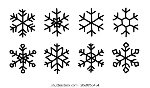 Juego de iconos de dibujo a mano de la nieve