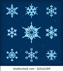 Snow flakes icon set  vector cartoon illustration