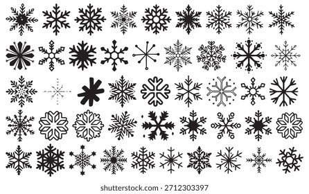 ícones flocos de neve, flocos de neve vetor de queda fundo isolado