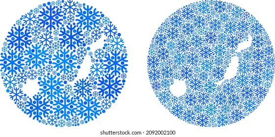 Snow flakes Las Palmas Province map collage is created with sphere and subtracted shape. Vector Las Palmas Province map collage of snow parts in variable sizes and blue shades.