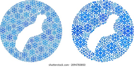 Snow flakes Niihau Island map mosaic designed with circle and subtracted space. Vector Niihau Island map composition of snow parts in various sizes and blue color tones.