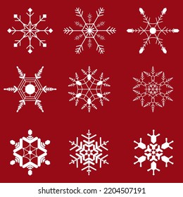 copos de nieve con fondo rojo