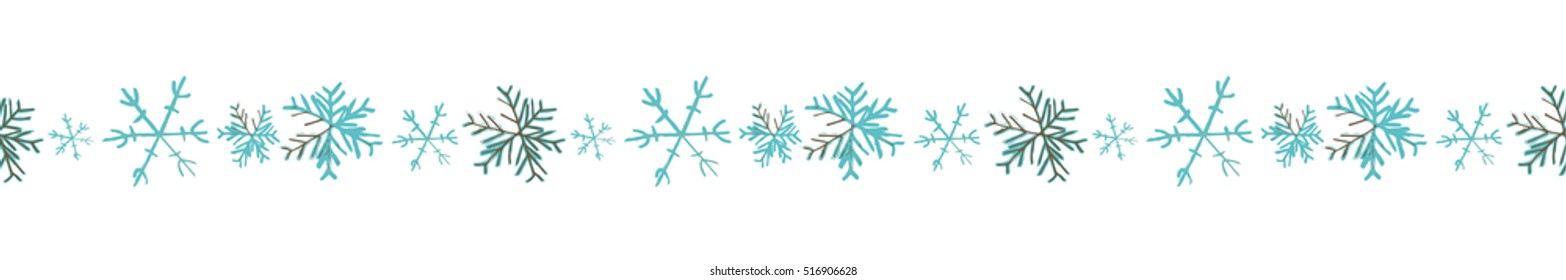 Snow flakes seamless garland. Vector background
