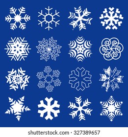 Snow flakes.
Set of  original stylized snow flakes on the dark blue background. Vector  available.
