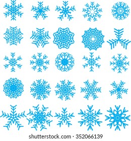 Snow flakes. Set of original stylized Snowflakes