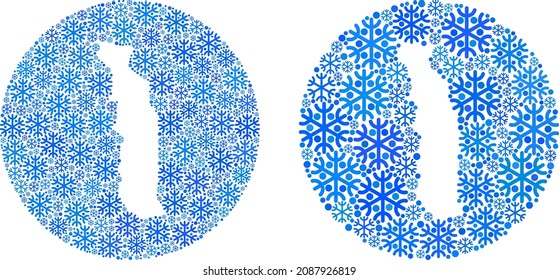 Schneeflocken Togo Kartencollage entsteht mit Kreis und Loch. Vector Togo kartographiert Sammlungen von Schneeflocken-Teilchen in verschiedenen Größen und blauen Farben. Erstellt für Weihnachtsposter.