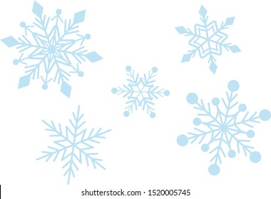 Snow flakes of various shapes