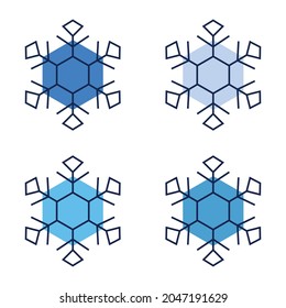 Snow flakes vector with blue variation colors.