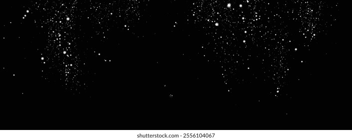 Snow flakes vector. Snow falling on black background