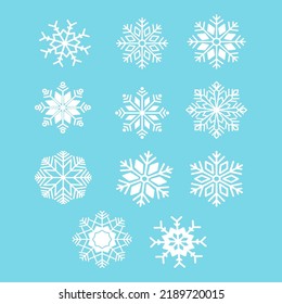 Snow flakes vector illustration set collection