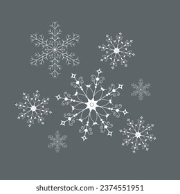 snow flakes vector on transparent background