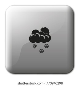 Snow flat vector icon. Sun behind the cloud sign.