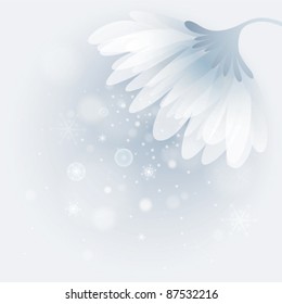 Snow flower / Blue background with snowflakes