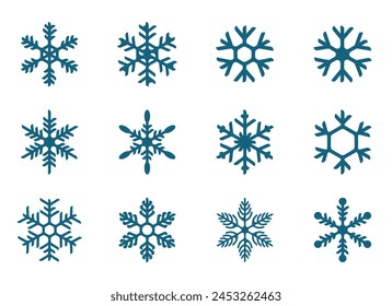Conjunto de iconos de diseño de flor de nieve, hecho con colores apropiados y varias Formas. Vector eps 10