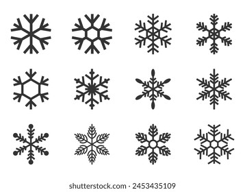 Conjunto de iconos de diseño de flor de nieve, hecho con colores apropiados y varias Formas. Vector eps 10