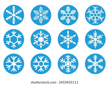 Conjunto de iconos de diseño de flor de nieve, hecho con colores apropiados y varias Formas. Vector eps 10