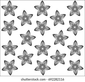 Snow flower on white background.- illustration, line pattern