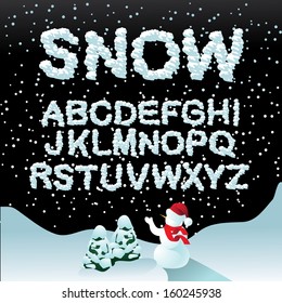 Snow Font Alphabet. EPS 10 Vector, Grouped For Easy Editing. No Open Shapes Or Paths.