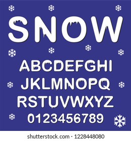 Snow Font Alphabet Vector. Great For Banners, Greeting Cards. Winter Mood