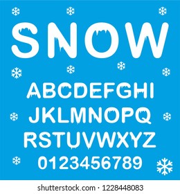 Snow Font Alphabet Vector. Great For Banners, Greeting Cards. Winter Mood