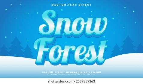 Snow Forest 3D editable text effect template with Snowy Background