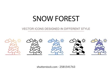 Snow Forest icon design with white background stock illustration