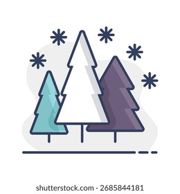 Ícone isolado do vetor da floresta de neve. Sinal de inverno. Símbolo gráfico para site de viagens e turismo e design de aplicativos, logotipo, aplicativo, UI