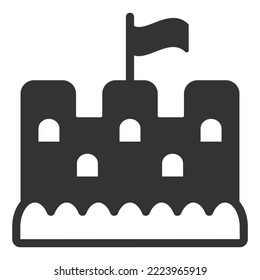 Snow fort in the snow with a flag - icon, illustration on white background, glyph style